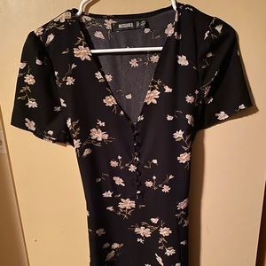 Long black floral print maxi dress size 2